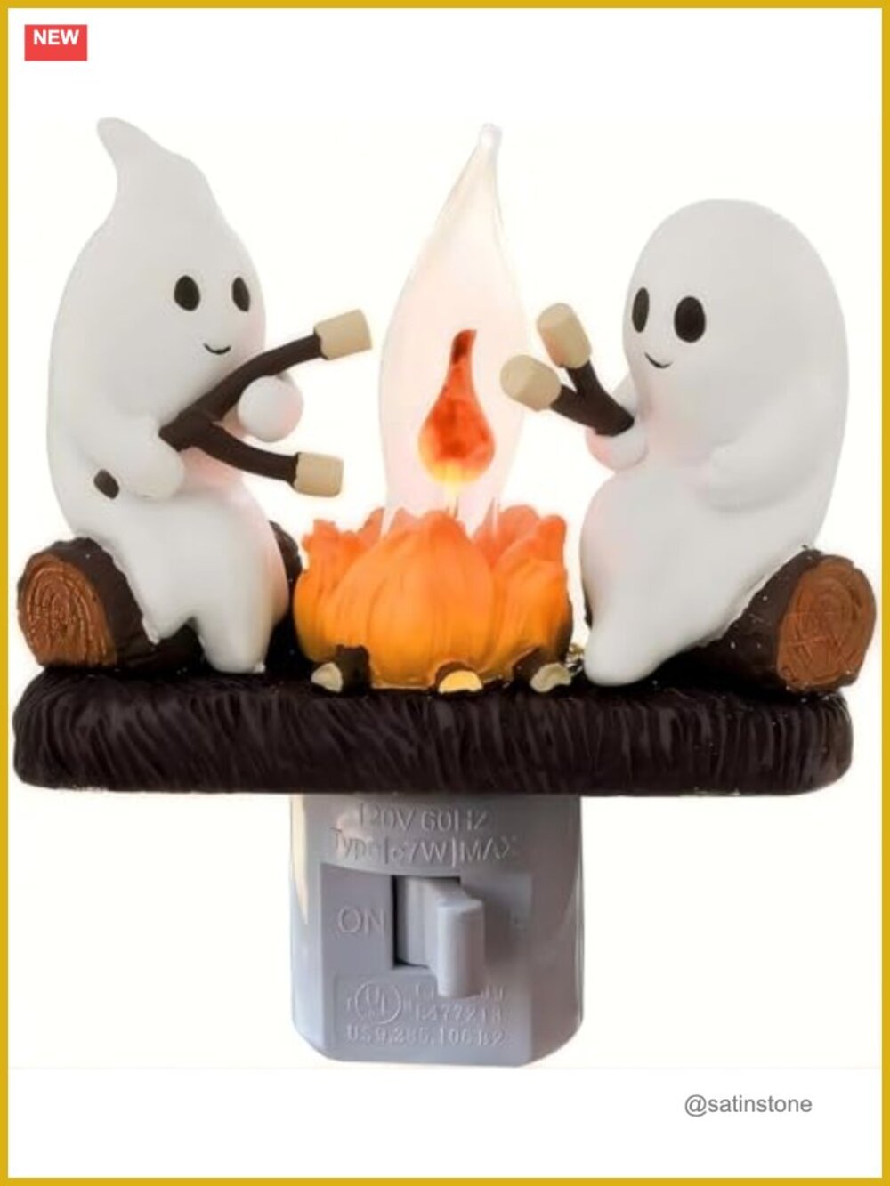 Ghosts Roasting Marshmallows Plug In Night Light Halloween Decor